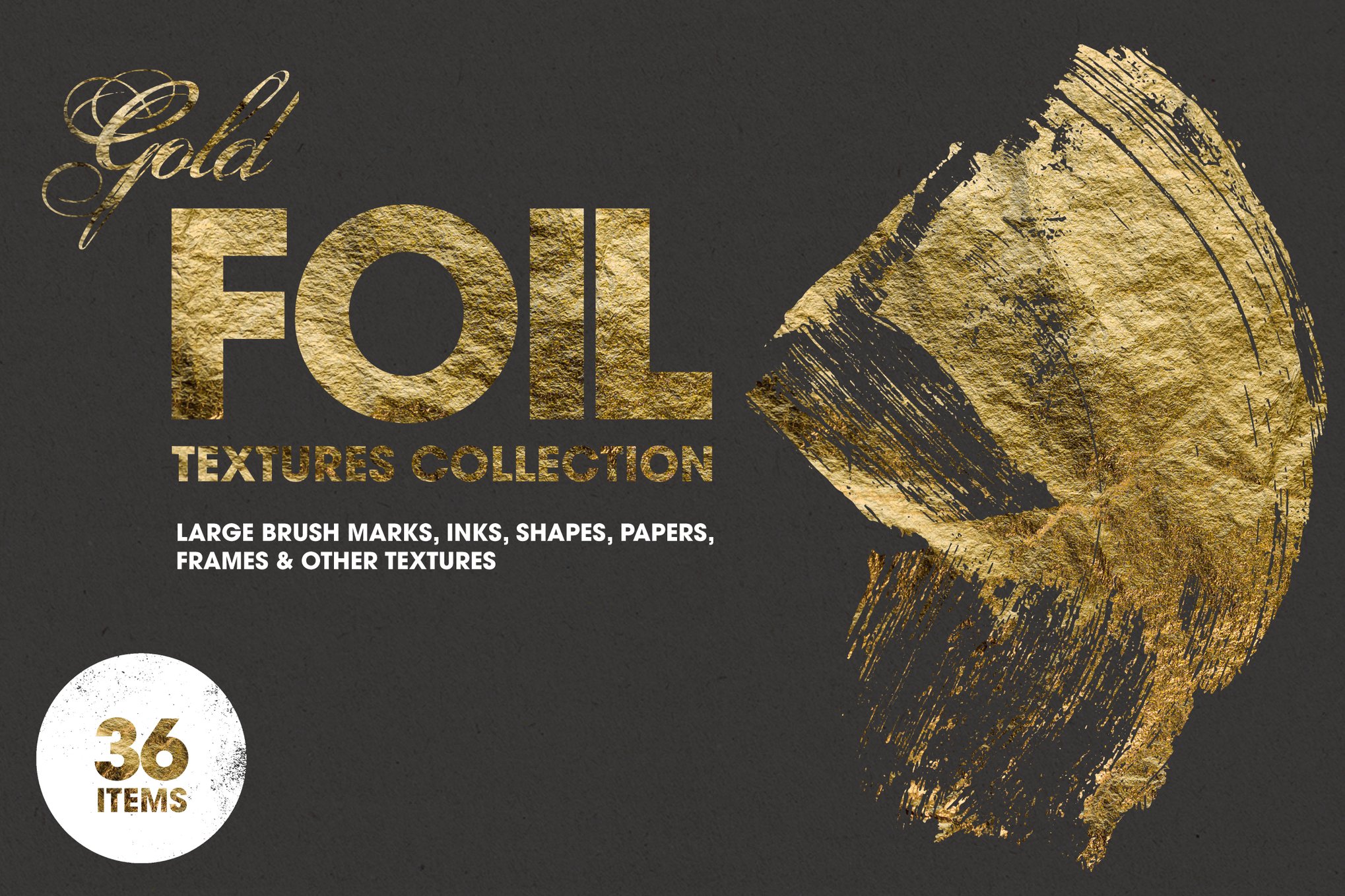 36 张大型金箔纹理集合 Gold Foil Textures