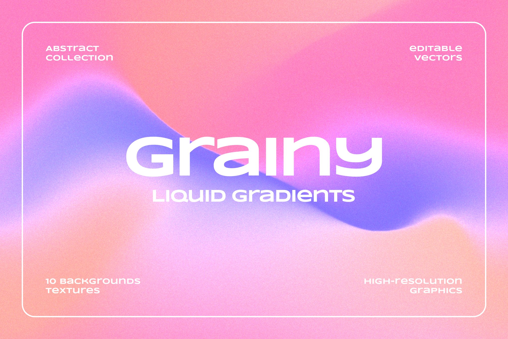 抽象颗粒状液体渐变背景纹理 Grainy Liquid Gradient Backgrounds